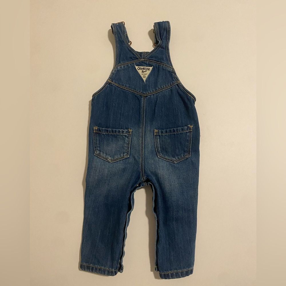 OshKosh B'gosh Kids' Blue Heart Denim Overalls 6-9months - Picture 3 of 4